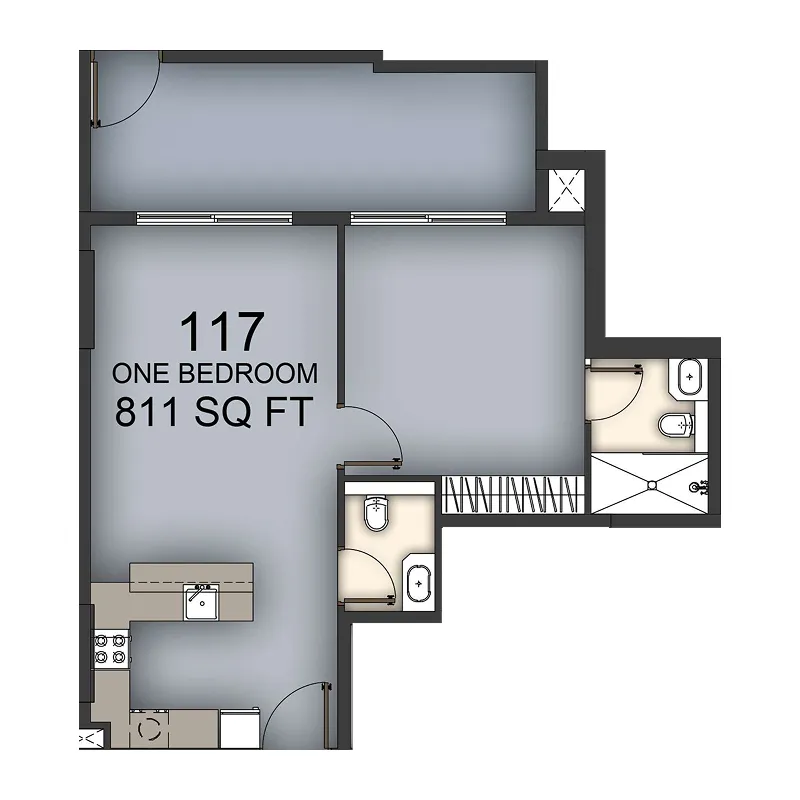 1 BR layout at Aizel Tower