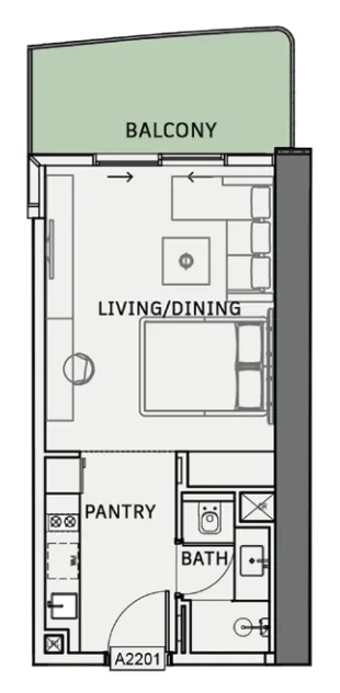 0 BR layout at One Sky Park