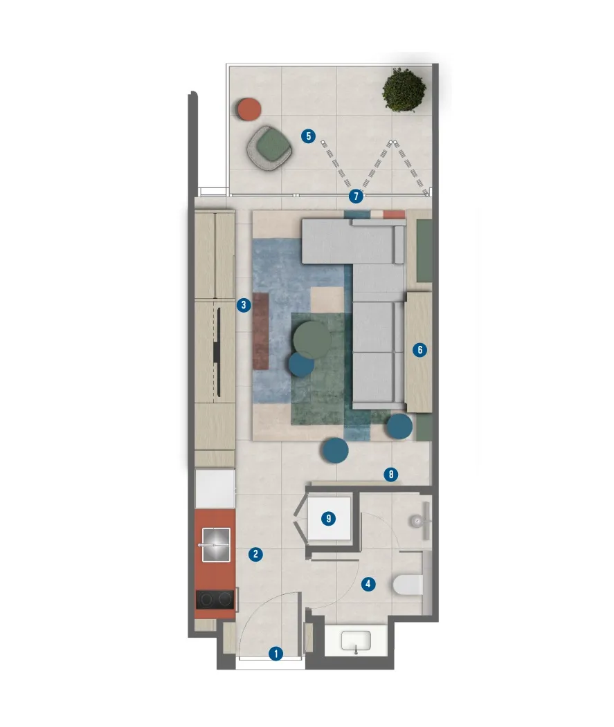 0 BR layout at Rove Home Marasi Drive
