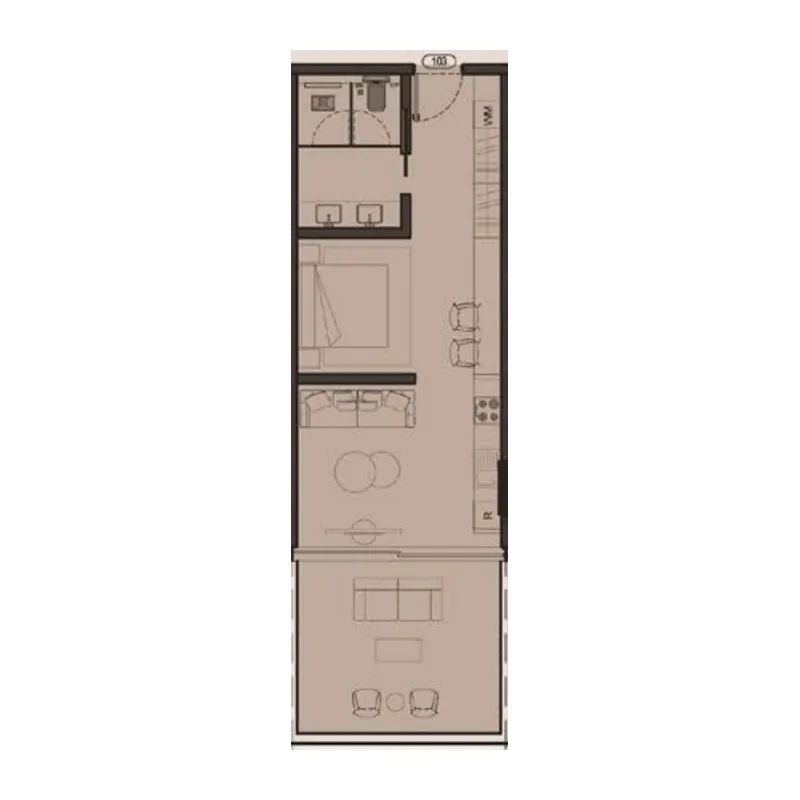 0 BR layout at Omoria Private Residences