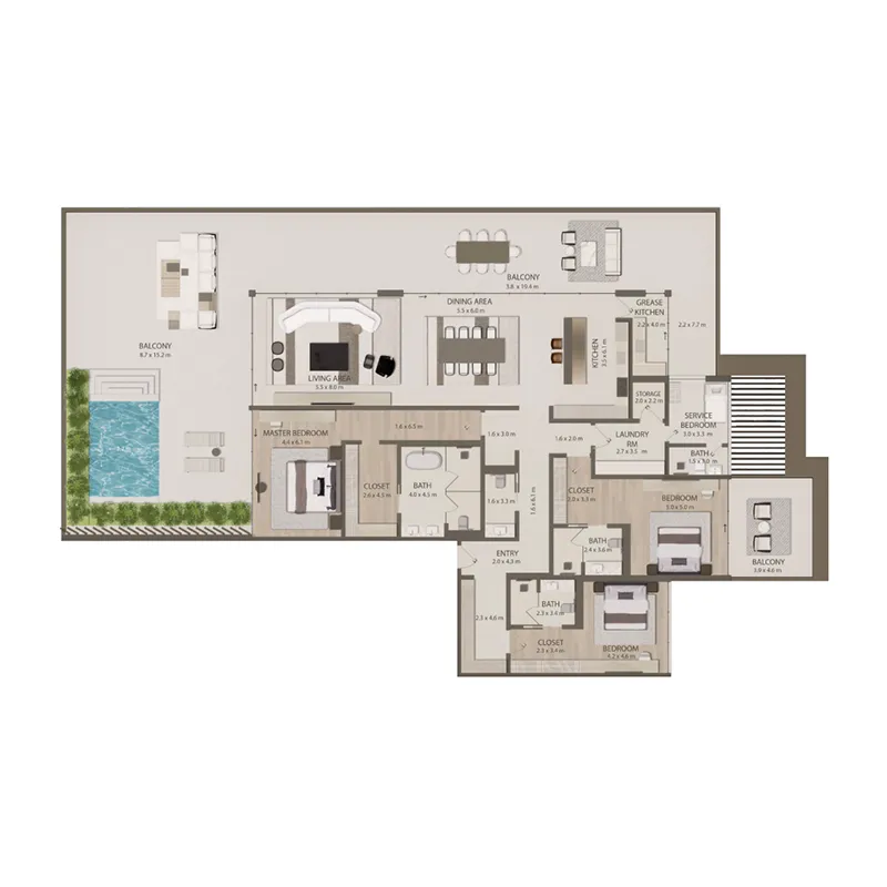 3 BR layout at Omoria Private Residences