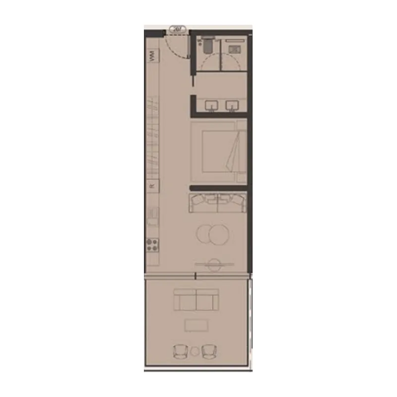 0 BR layout at Omoria Private Residences