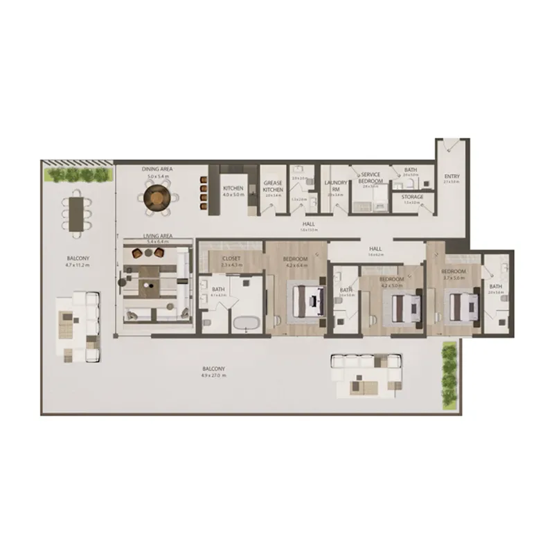 3 BR layout at Omoria Private Residences