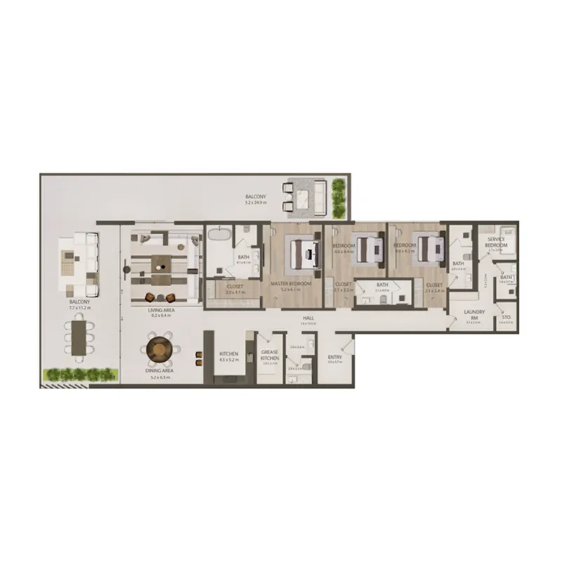 3 BR layout at Omoria Private Residences