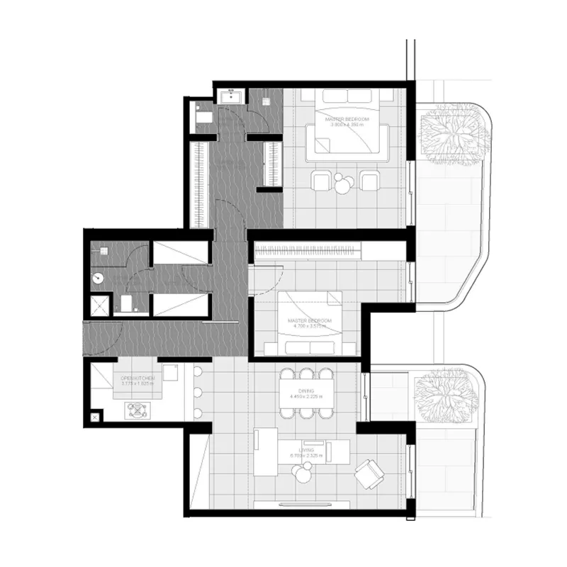 2 BR layout at Marea Residences