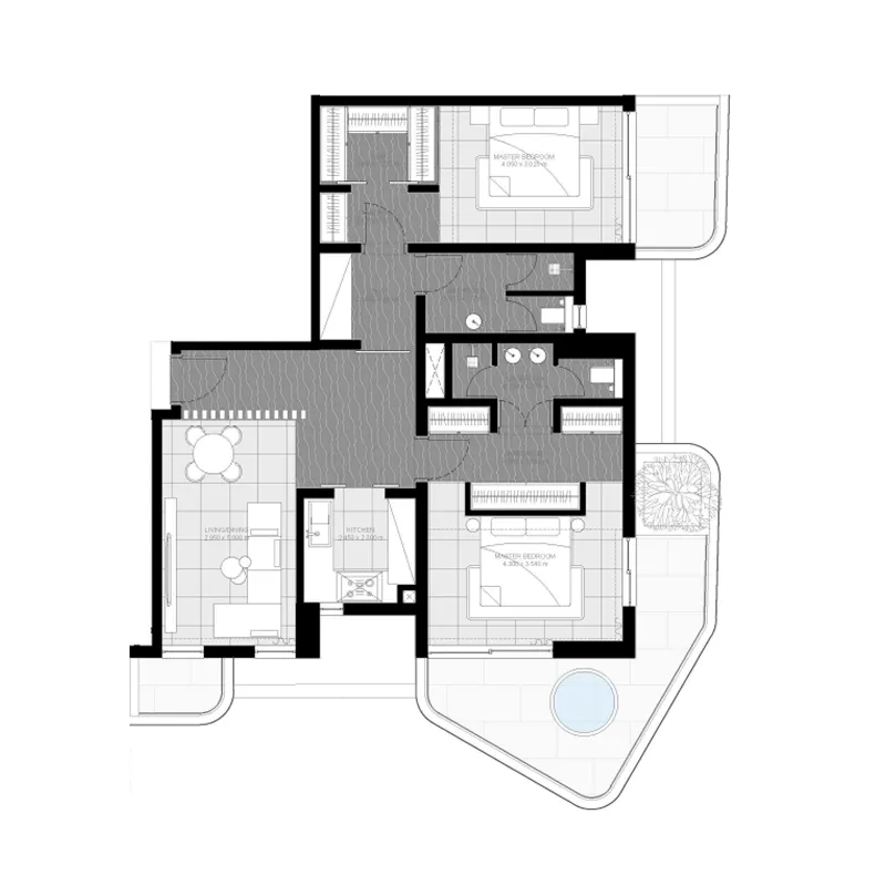 2 BR layout at Marea Residences