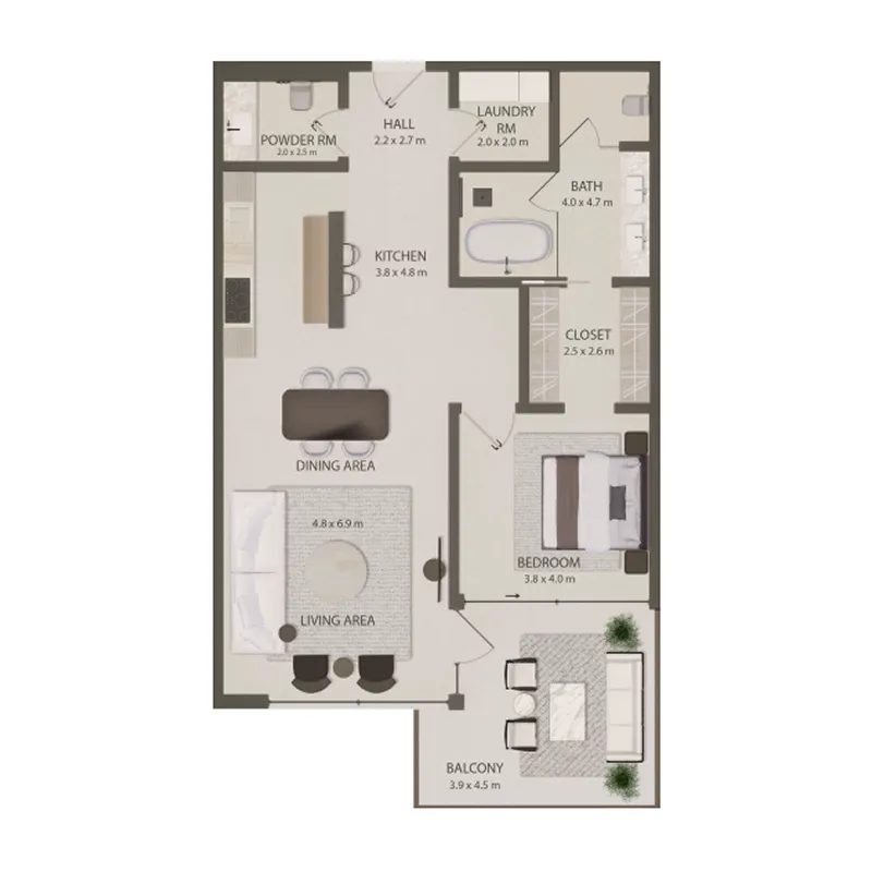 1 BR layout at Omoria Private Residences