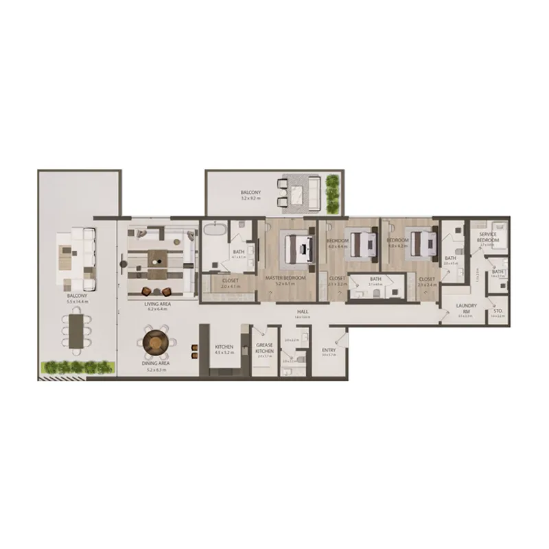 3 BR layout at Omoria Private Residences