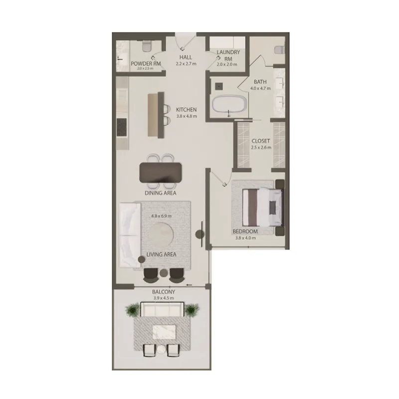 1 BR layout at Omoria Private Residences