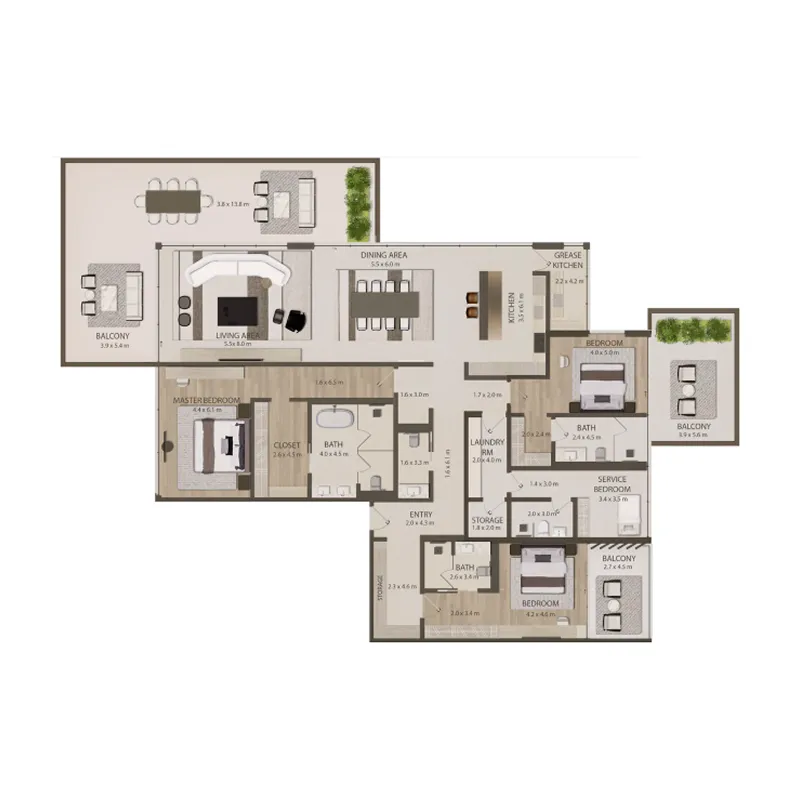 3 BR layout at Omoria Private Residences