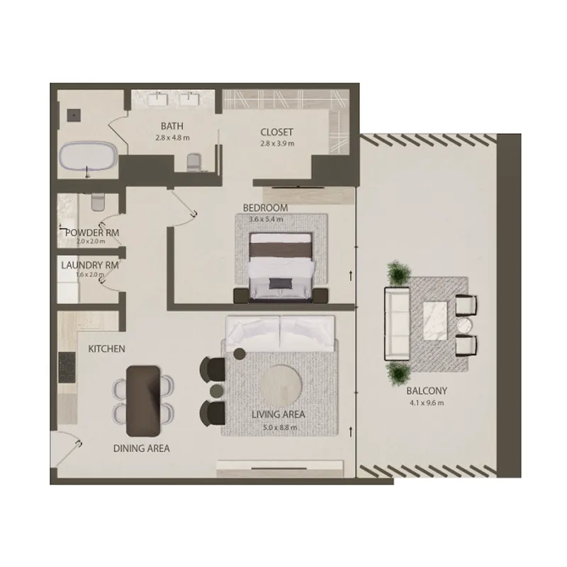 1 BR layout at Omoria Private Residences