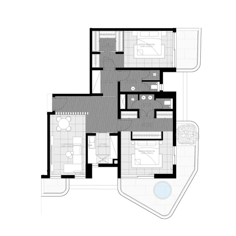 2 BR layout at Marea Residences