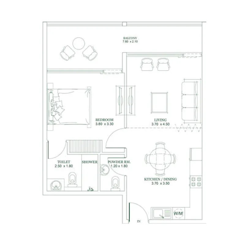 1 BR layout at Opalz