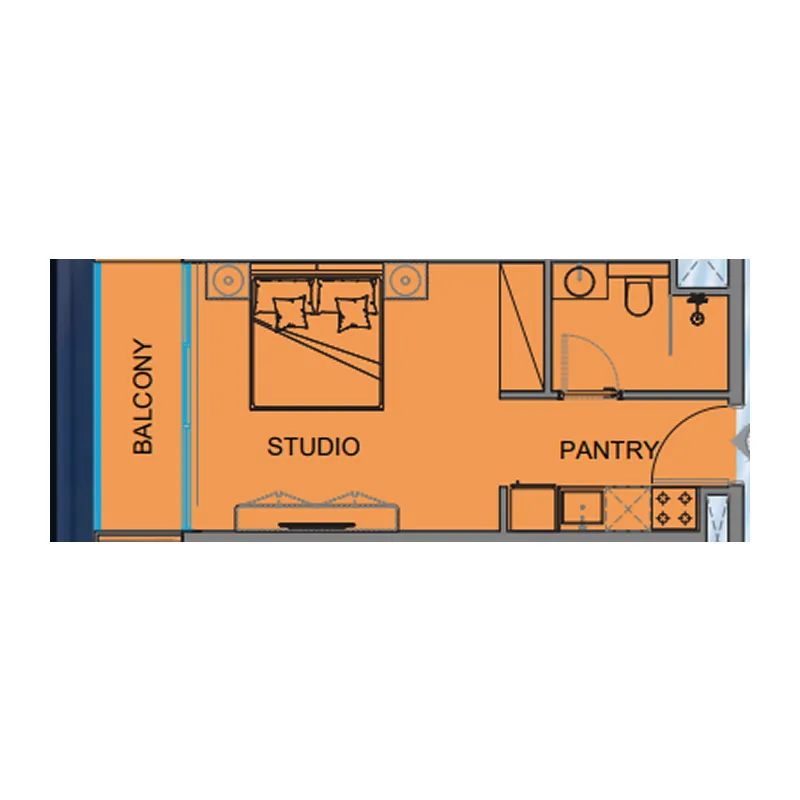 0 BR layout at Guzel Towers