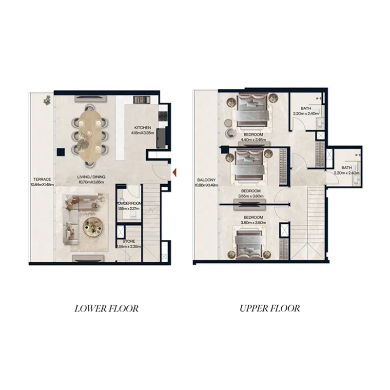 3 BR layout at Norah Residence