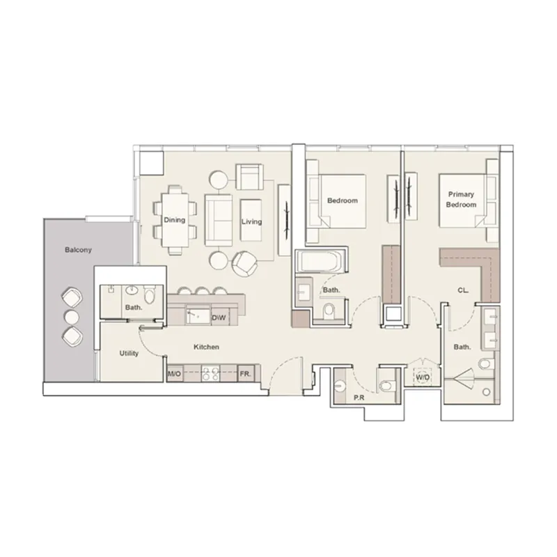 2 BR layout at The Highgrove