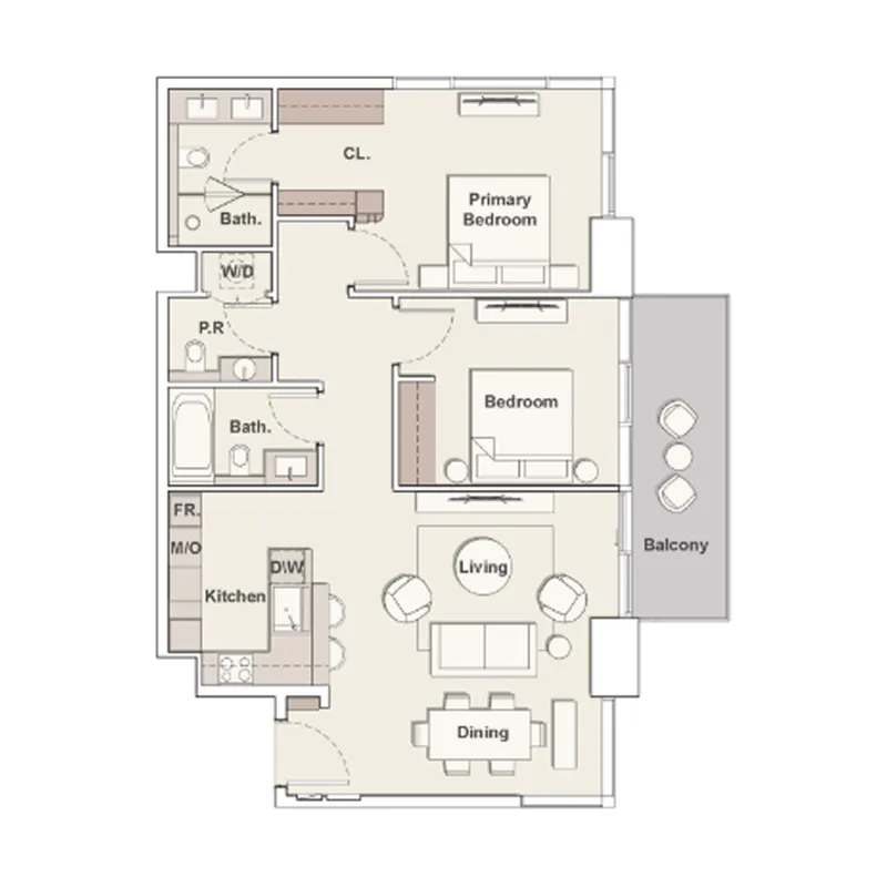 2 BR layout at The Highgrove
