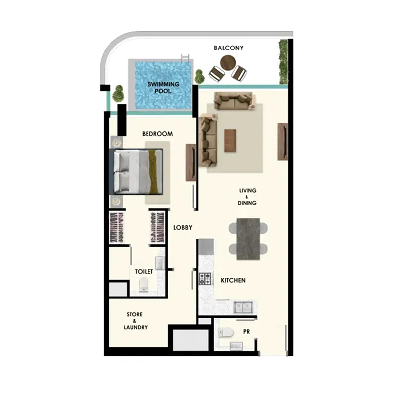 1 BR layout at Rome by Samana Developers