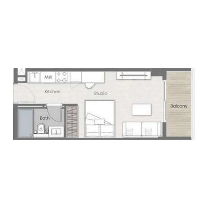 0 BR layout at Beverly Park