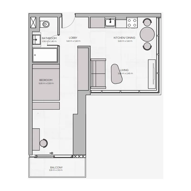 1 BR layout at The Community JVT