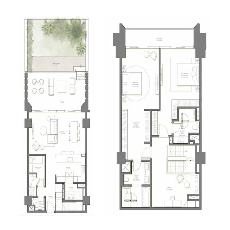 Palm Beach Tower 3 2 BR floor plan - Dubai Marina, Dubai - by Nakheel
