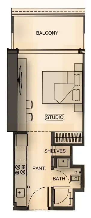0 BR layout at Binghatti Hillside