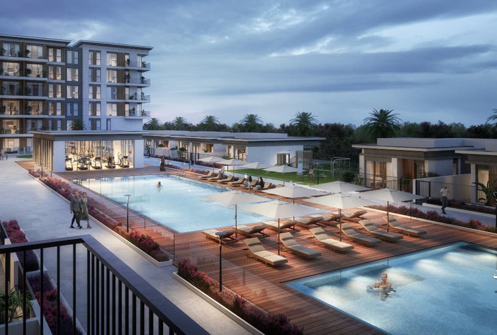 The Regent Residences amenity Swimming Pool in Town Square, Dubai, by Nshama Group