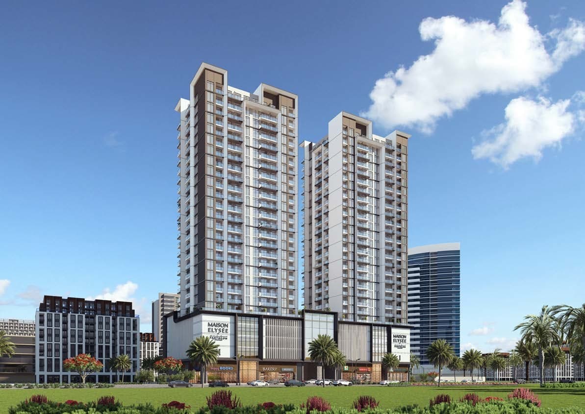 Maison Elysee exterior view in JVC (Jumeirah Village Circle), Dubai, by Pantheon