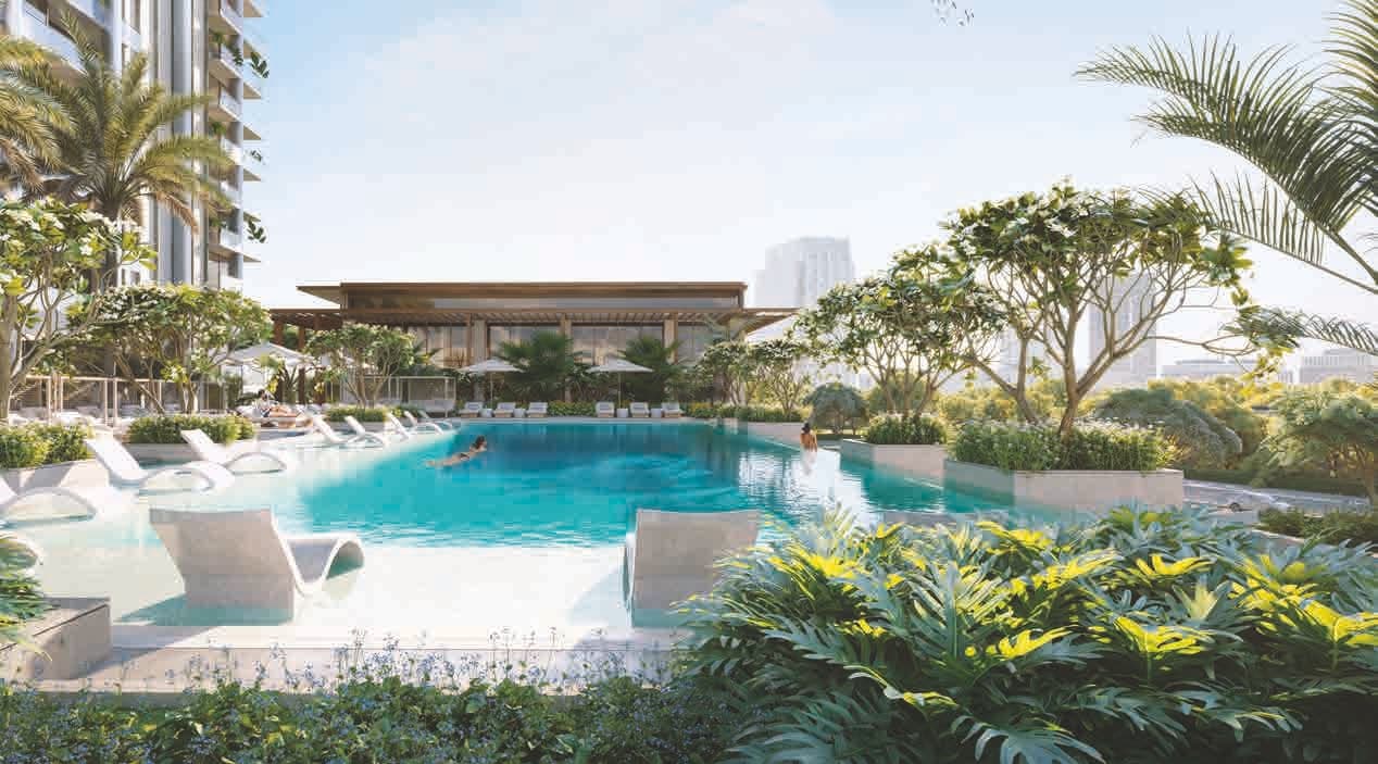 The Highbury amenity Pool Deck in Sobha Hartland, Dubai, by Ellington