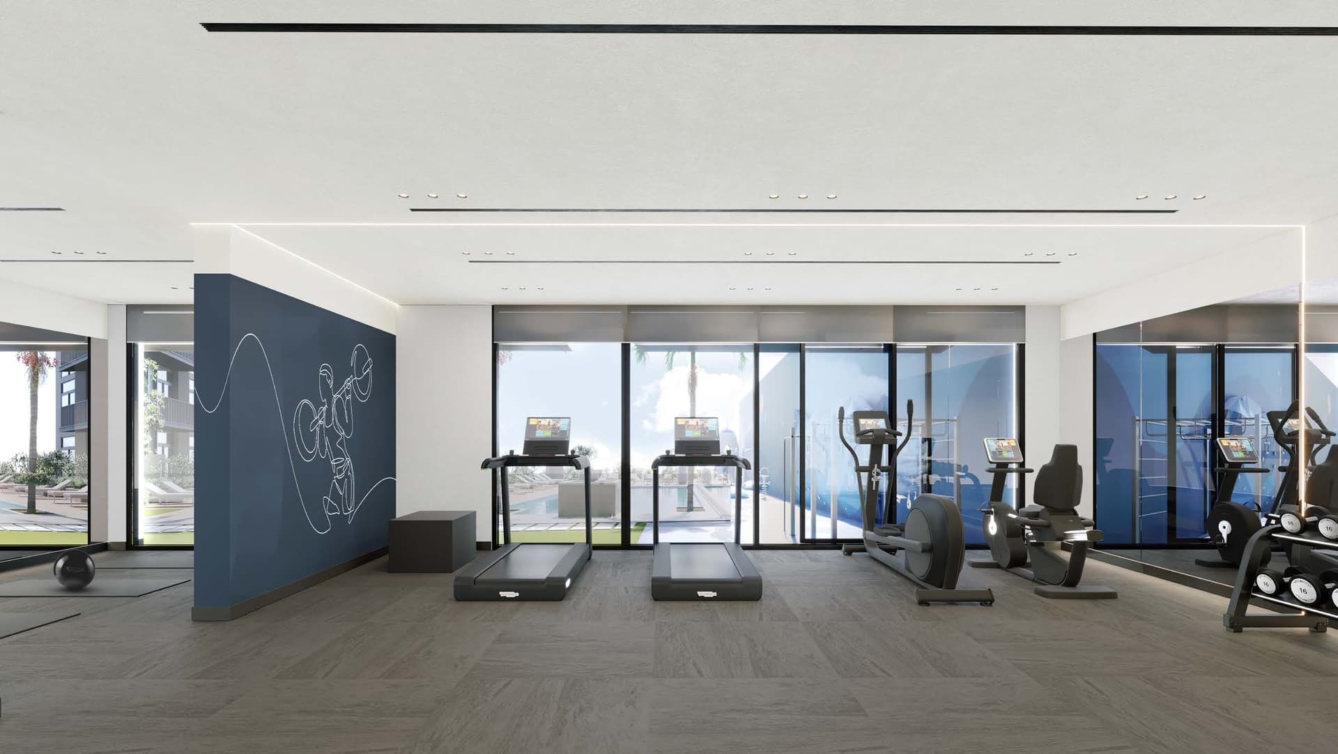 Belmont Residences amenity Indoor Fitness Studio in JVT (Jumeirah Village Triangle), Dubai, by Ellington
