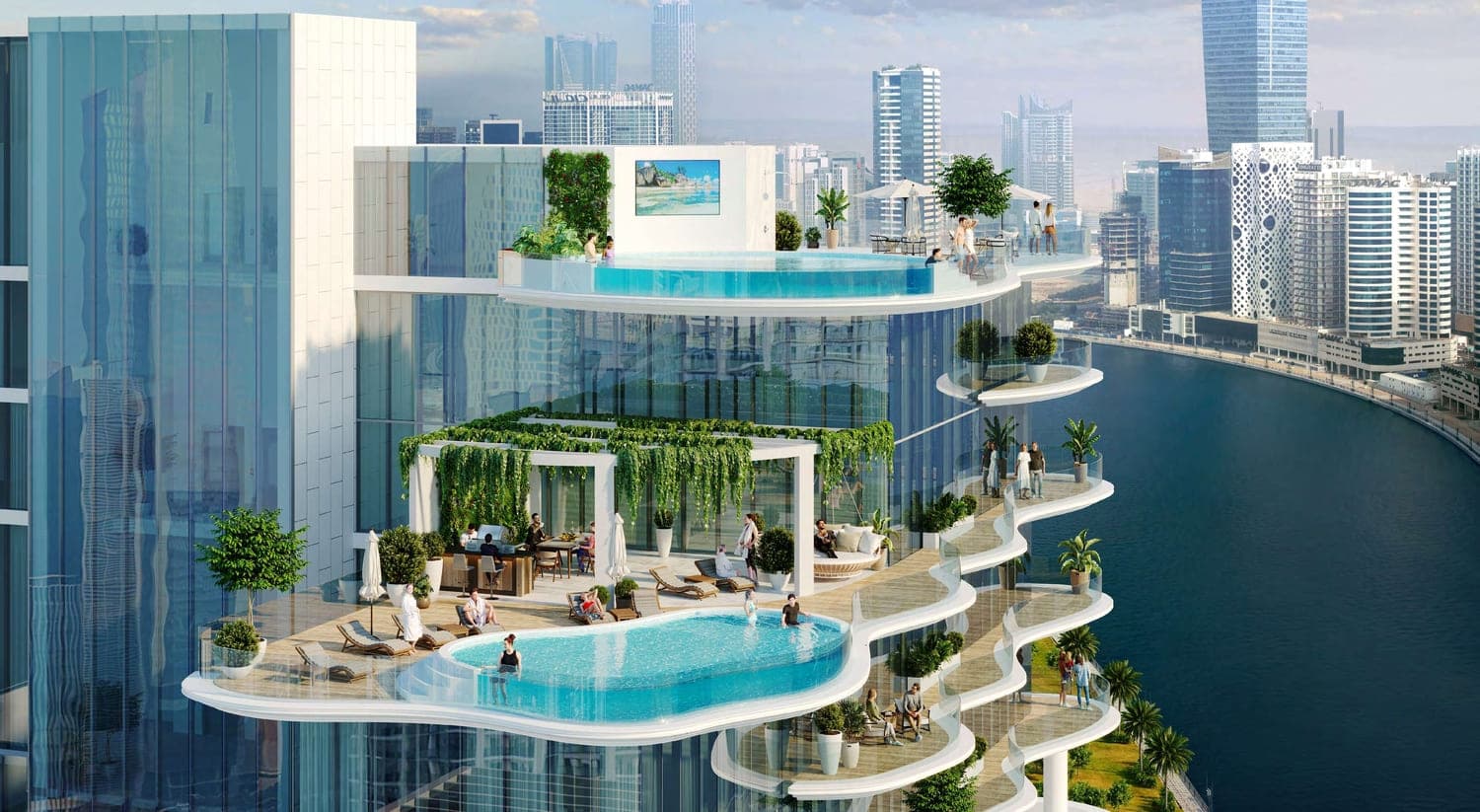 Chic Tower exterior view - Business Bay, Dubai - by DAMAC