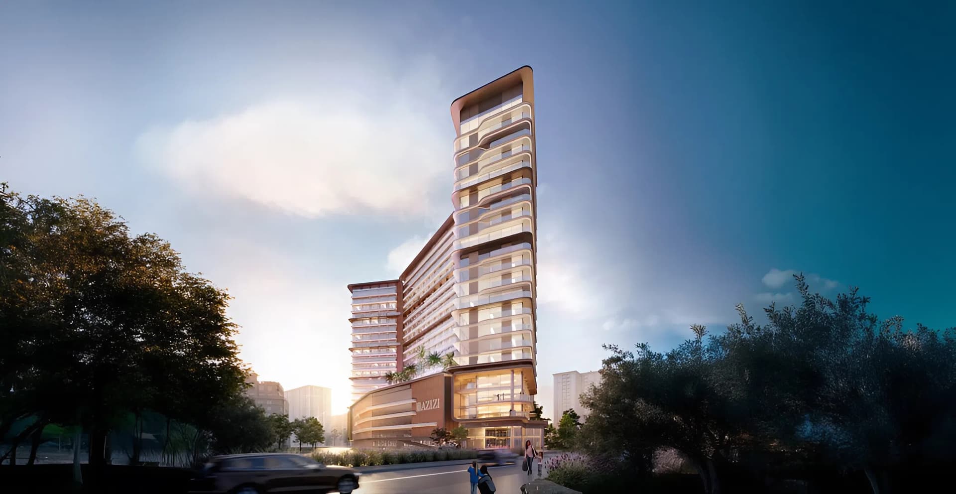 Azizi Abraham exterior view in Jebel Ali Freezone Extension, Dubai