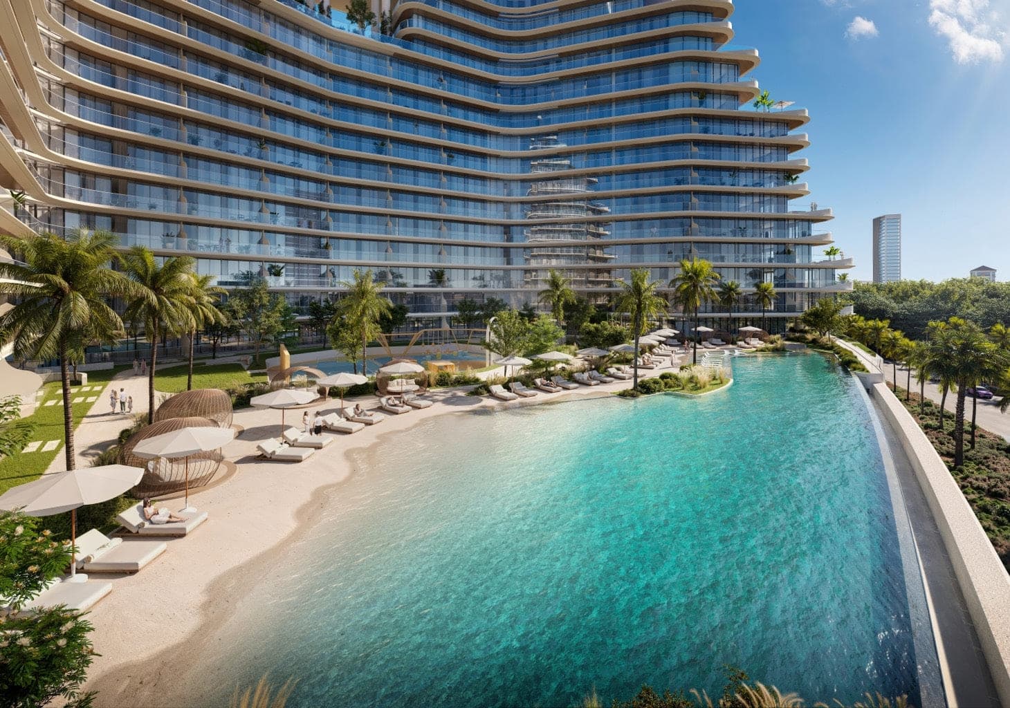 15 Cascade Featured by Versace Ceramics amenity Beach Edge Pool - Dubai Motor City, Dubai - by Iman Developers