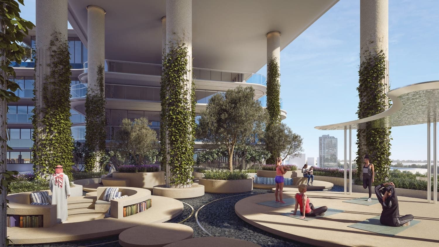 15 Cascade Featured by Versace Ceramics amenity Zen Yoga Deck - Dubai Motor City, Dubai - by Iman Developers