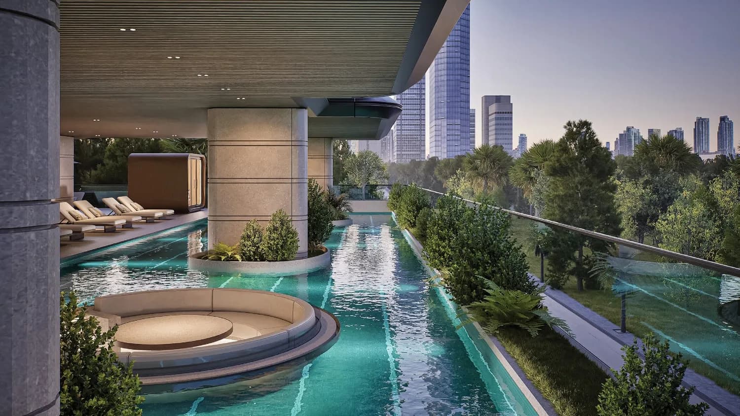 241 Waterside amenity Swimming Pool - Palm Deira, Dubai - by Regent Developments