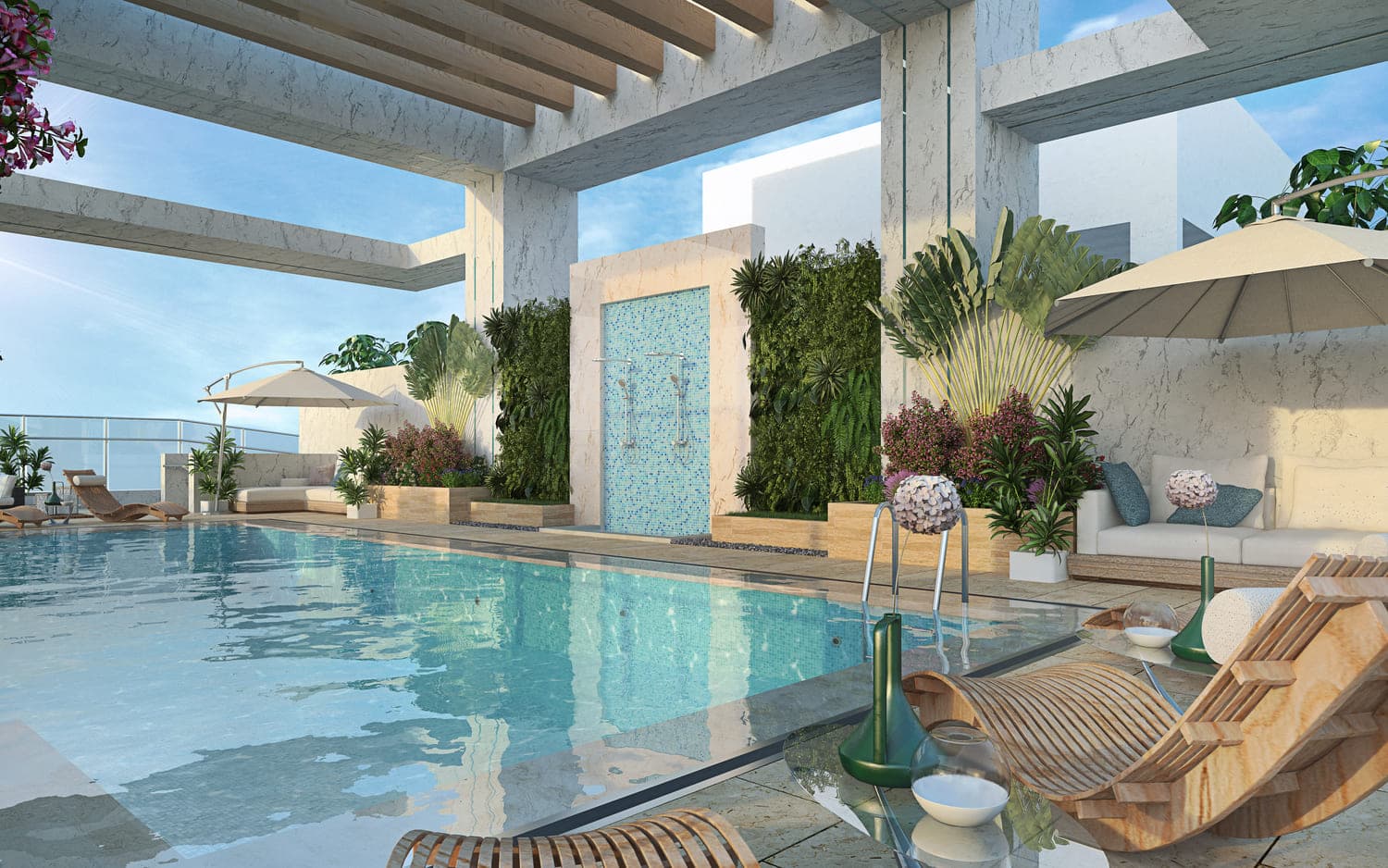 Adhara Star amenity Rooftop Pool in Arjan, Dubai, by Acube Developments