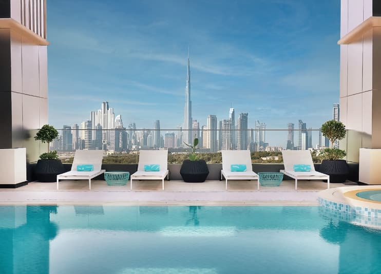 Affini amenity Rooftop Pool in Al Jaddaf, Dubai, by Hamrk Real Estate Development