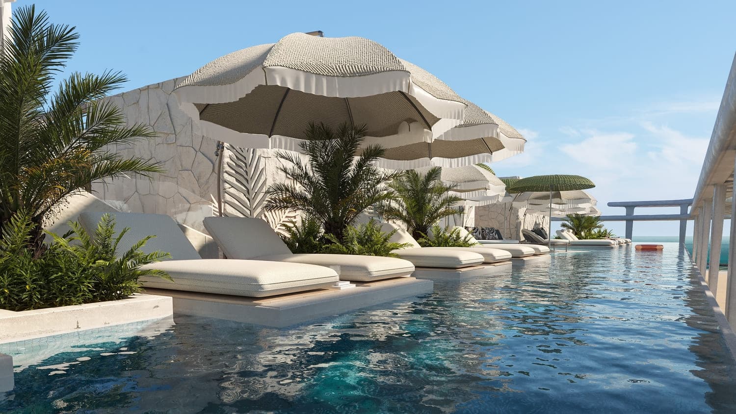 Agua Residences amenity Floating Sun Loungers - Dubai Islands, Dubai - by Citi Developers