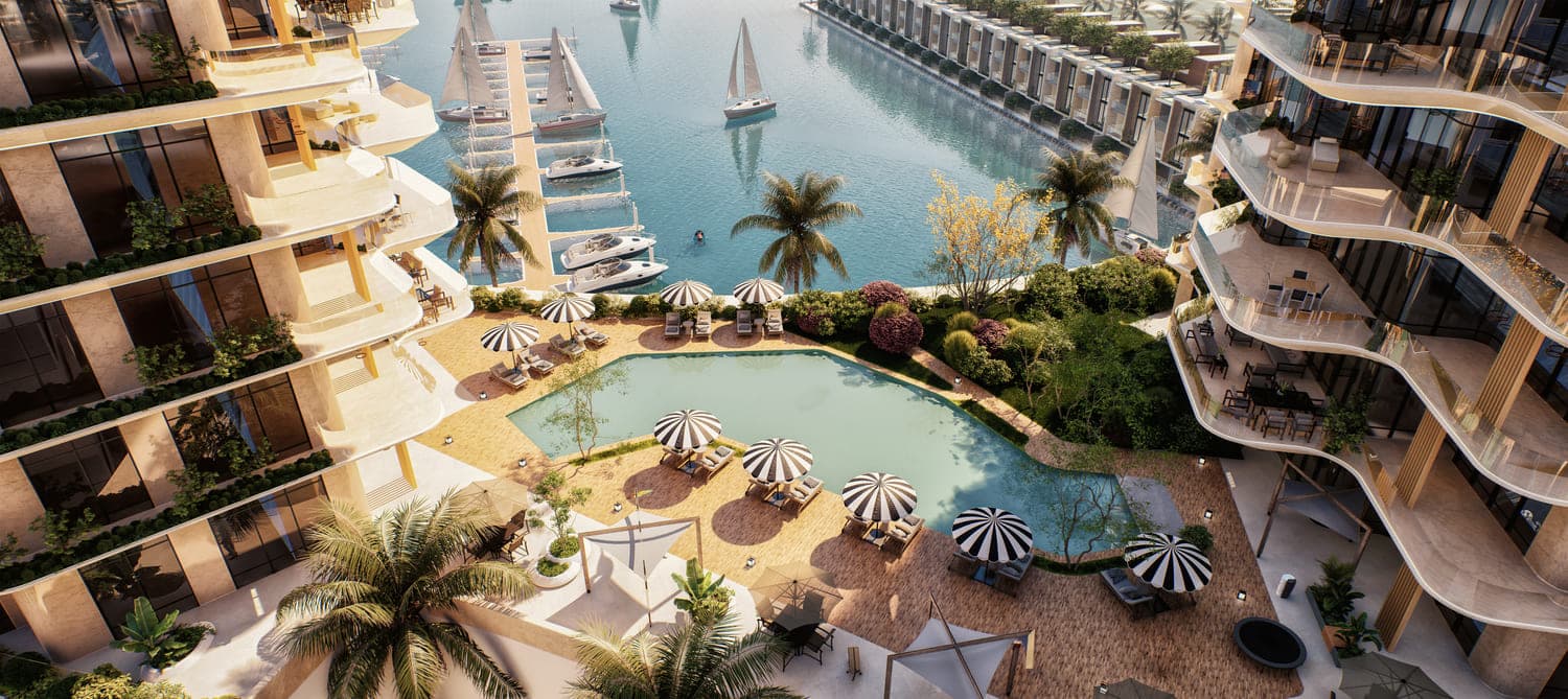 Al Hamra Waterfront amenity Swimming Pools - Al Jazeera Al Hamra, Dubai - by Al Hamra