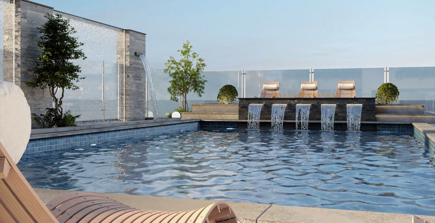 Al Serh Residences 11 amenity Outdoor Pool - JVC (Jumeirah Village Circle), Dubai - by Asak Real Estate Development