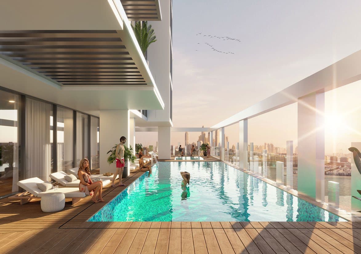 Allegro Residences amenity Rooftop Infinity Pool - Dubai Islands, Dubai - by Mill Hill Riviera Development