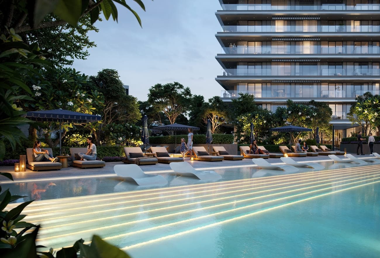 Altan amenity Swimming Pool in Green Gate at Dubai Creek Harbour, Dubai, by Emaar
