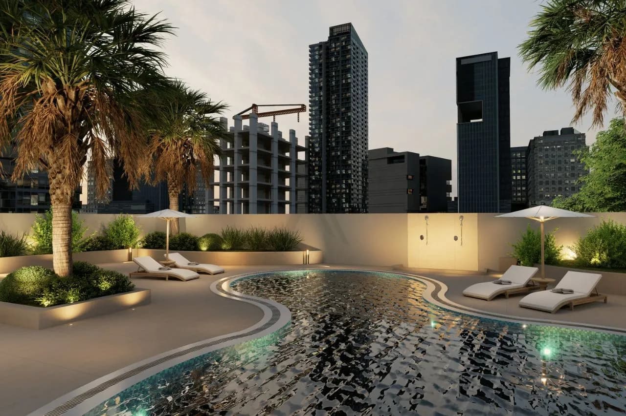Amaris Tower amenity Sun Beds - JVC (Jumeirah Village Circle), Dubai - by DV8 Developers