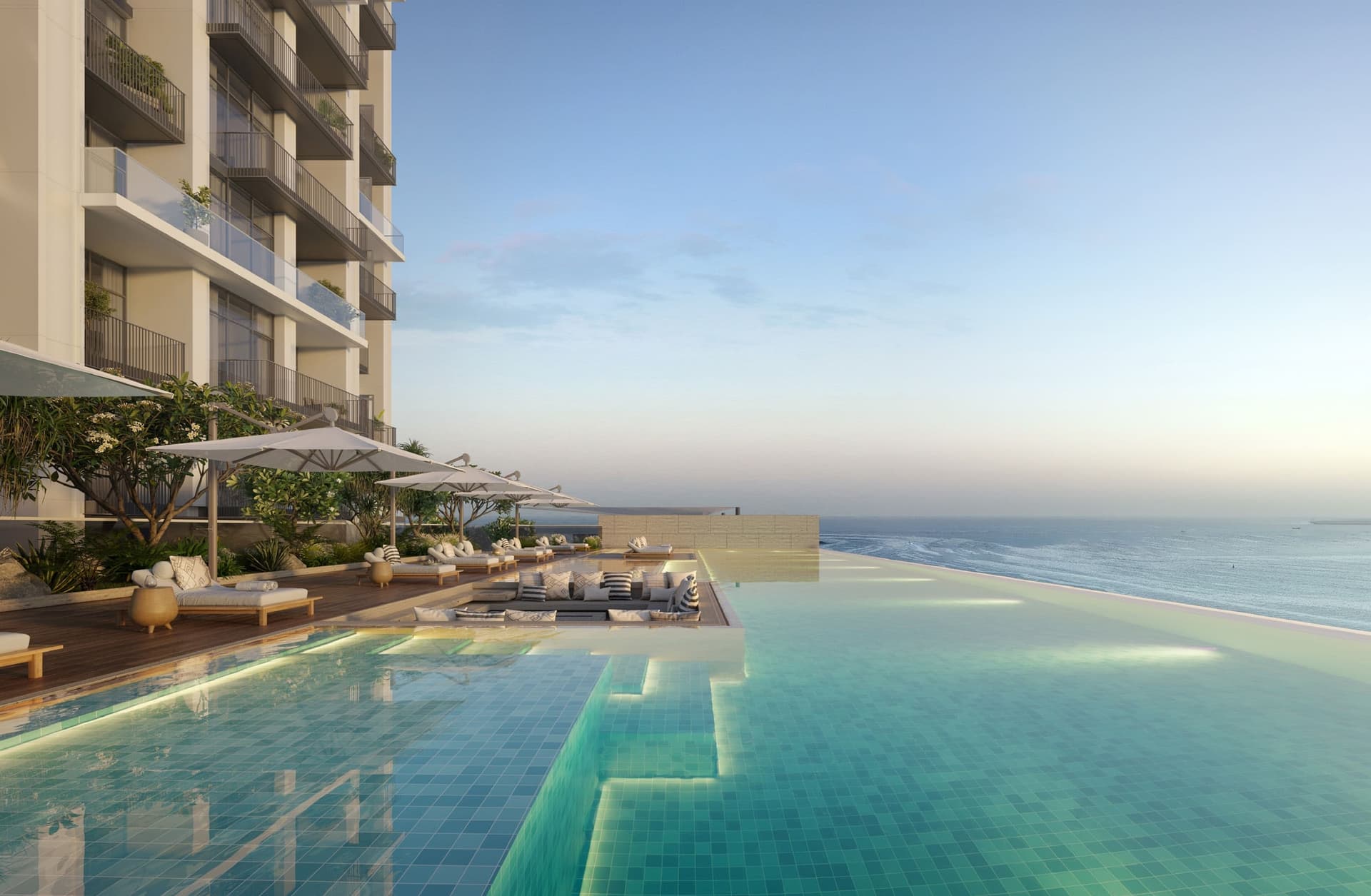 Anwa Aria amenity Infinity-Edge Swimming Pool With Breathtaking Sea Views in Maritime City, Dubai, by Beyond Developments