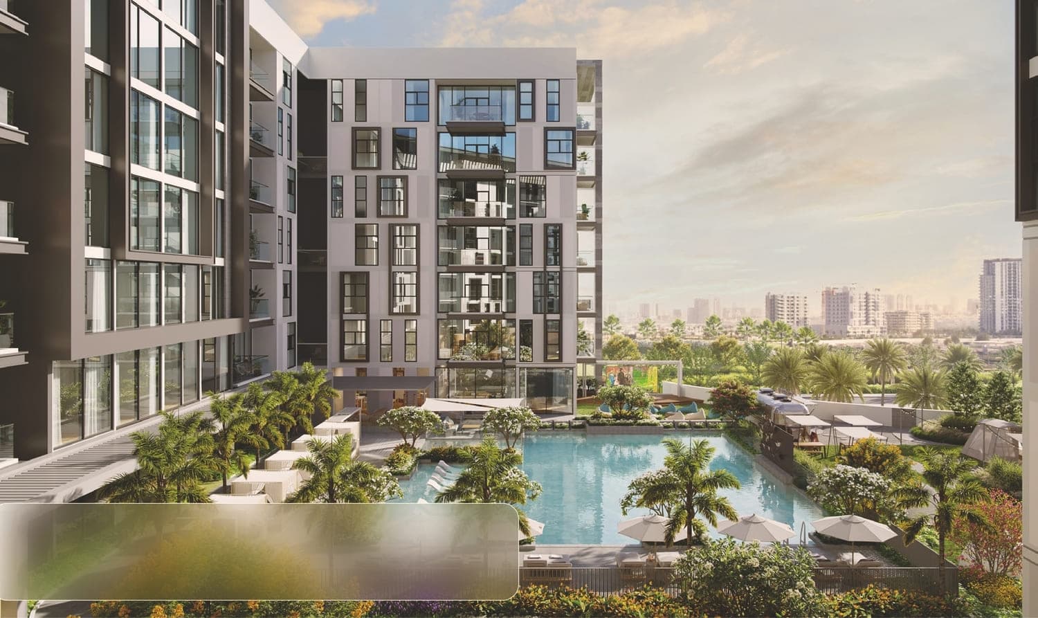 Arbor View amenity Pool Deck in Arjan, Dubai, by Ellington