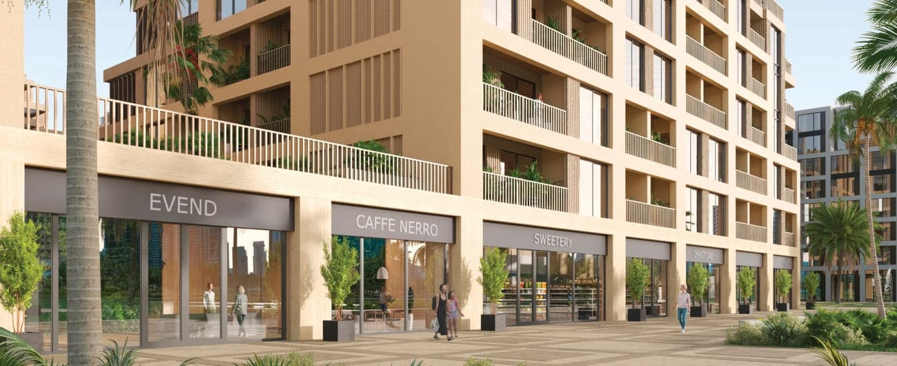 Arisha Terraces amenity Retail Convenience in Dubai Studio City, Dubai, by Qube Development
