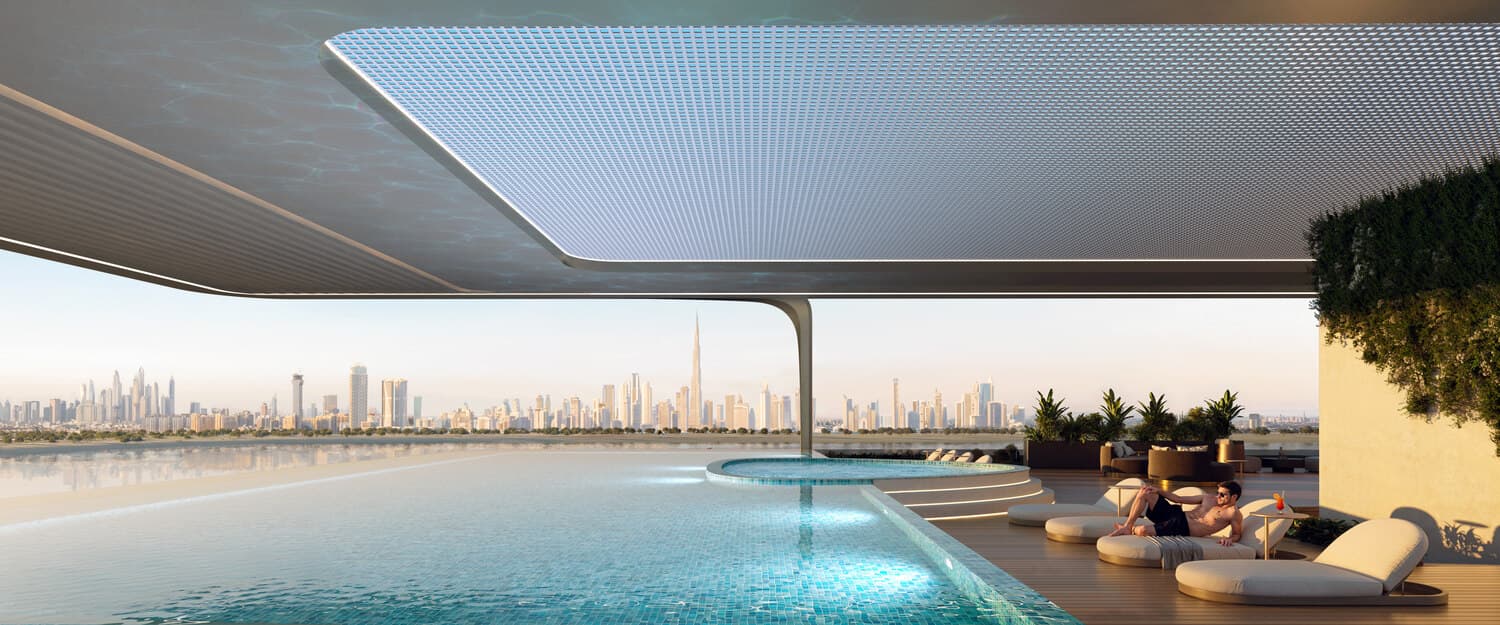 Arka Enclave Residences by Atmosphere Living amenity Infinity Pool - Dubai Islands, Dubai - by Manodev Real Estate Development LLC