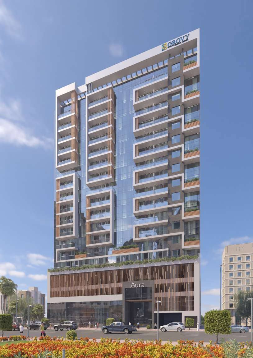 Aura Residences exterior view - JVC (Jumeirah Village Circle), Dubai - by Grovy Developers