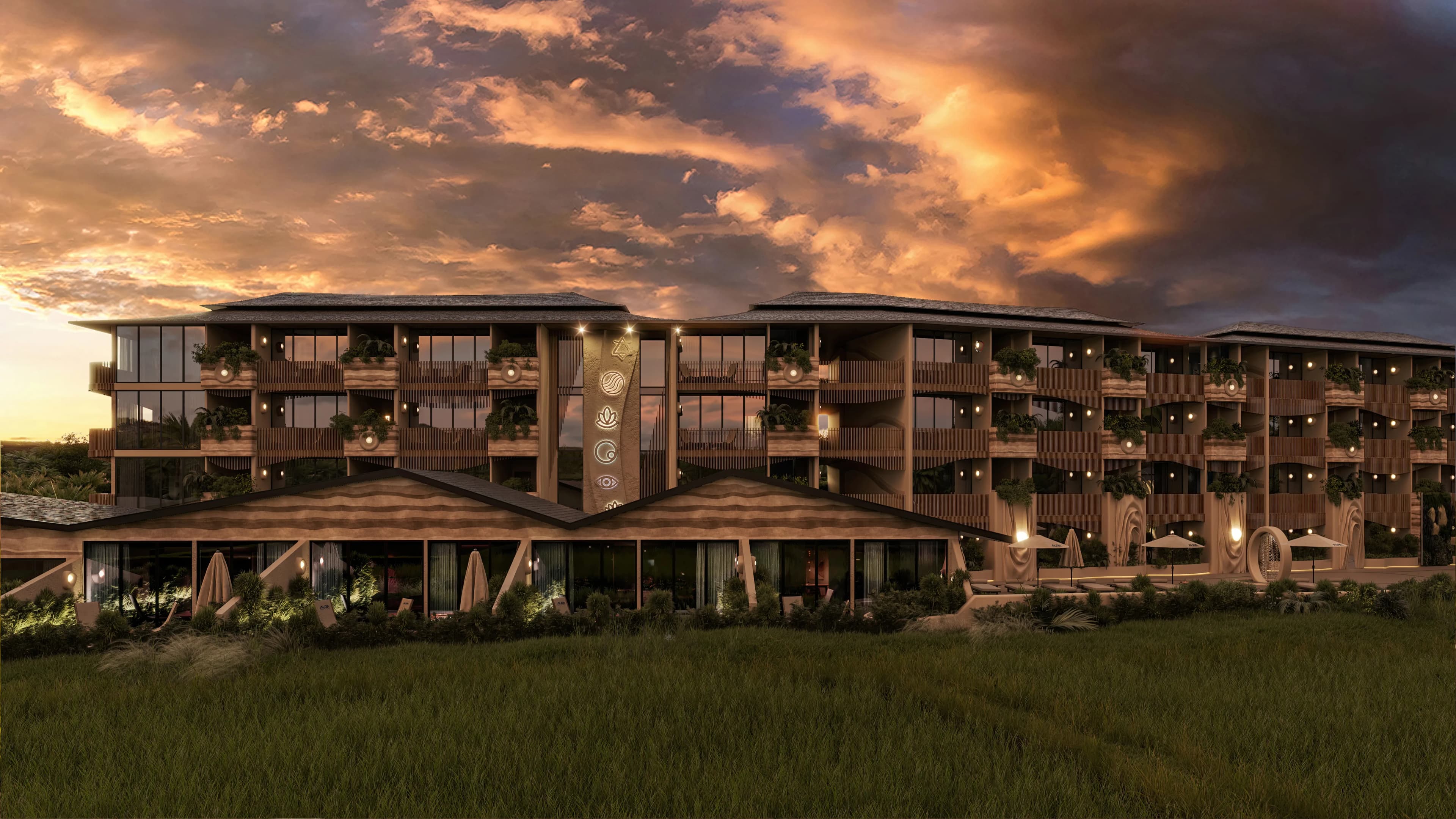 AURA Wellness Resort exterior view - Bali, Dubai - by Samolet Property Group