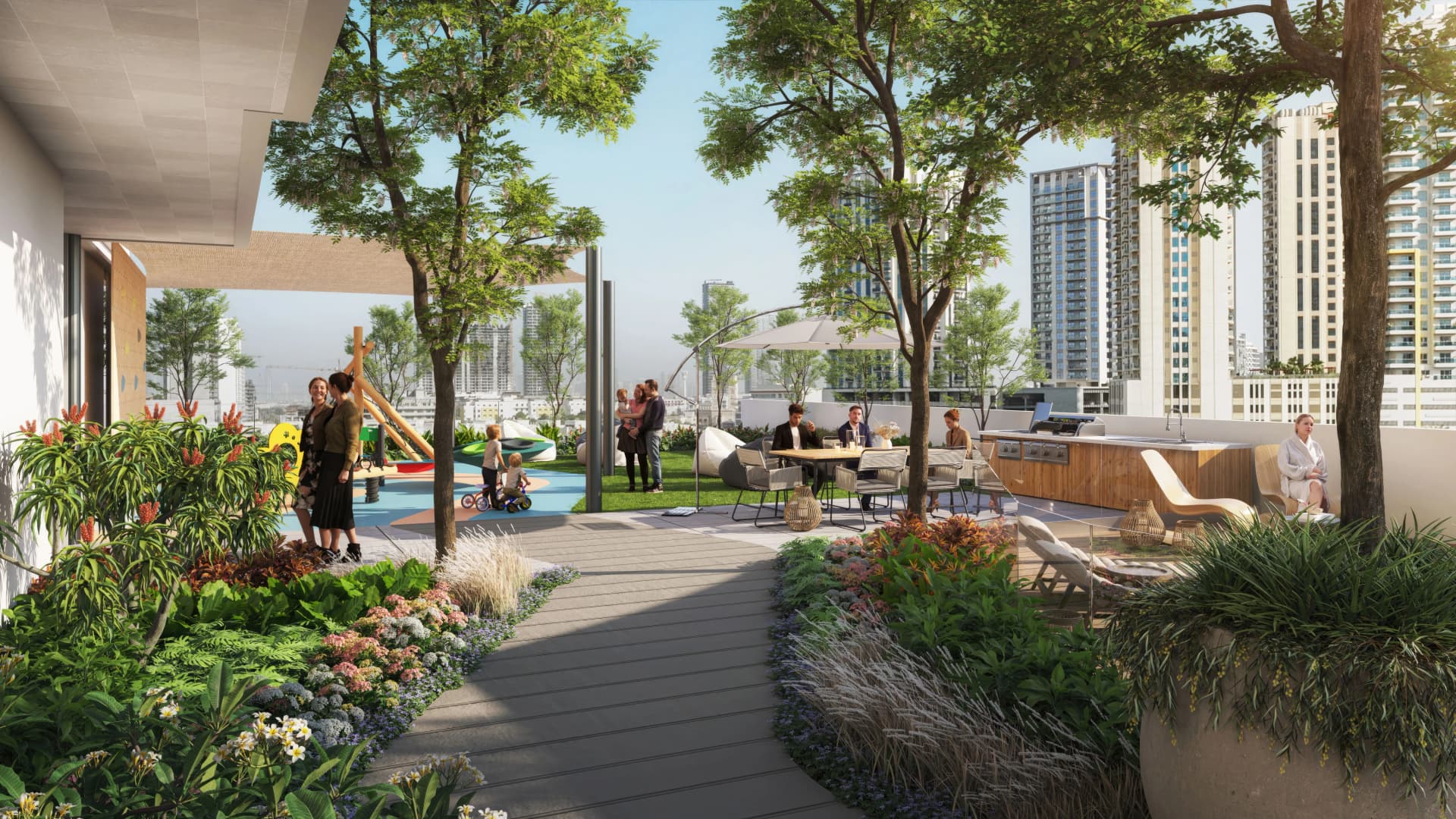 Avant Garde Residences 2 amenity Outdoor BBQ Area in Jumeirah Village Circle, Dubai, by Skyline Builders